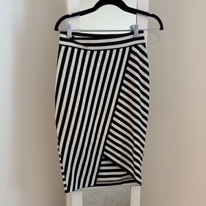 Express Monochrome Striped Pencil Skirt